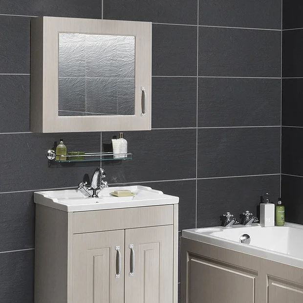 York Traditional Stone Grey Mirror Cabinet 600mm