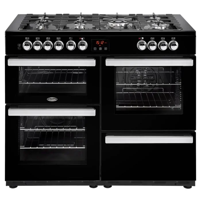 Belling Cookcentre 110DFTBLK 110cm Dual Fuel Range Cooker-Black 