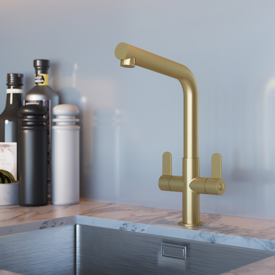 Oda Monobloc Mixer Tap - Brushed Brass
