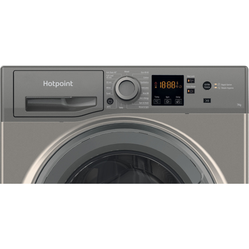 Hotpoint 7kg 1400rpm Freestanding Washing Machine -Graphite - NSWF743UGGUKN 