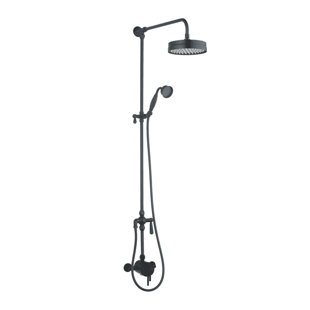  Beaumaris Orca Black Exposed Valve Traditional Overhead Shower Rail Kit