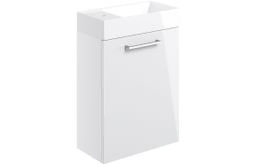 Volta 410mm Wall Hung 1 Door Basin Unit & Basin - White Gloss
