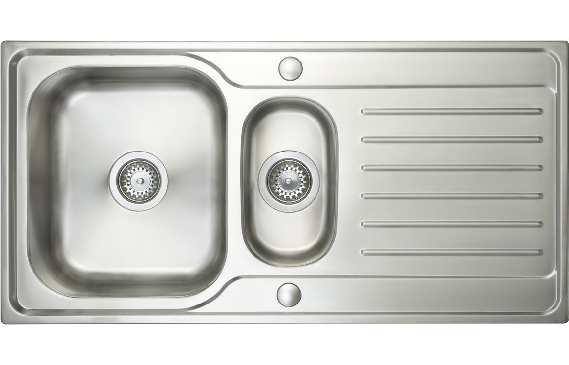 Prima Deep 1.5B & Drainer Inset Sink - Polished Steel