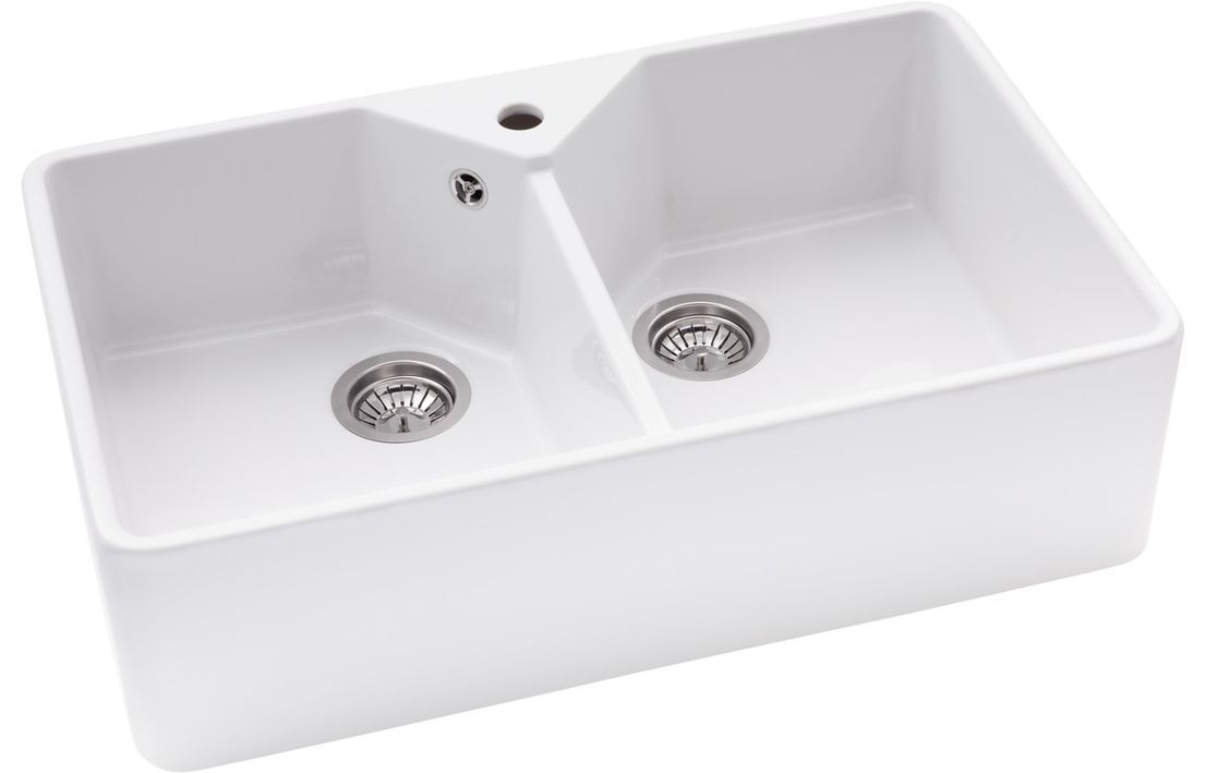 An Abode Provincial 2 bowl undermount sink in White