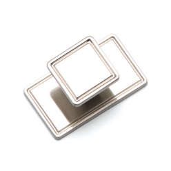 Square backplate knob - brushed nickel