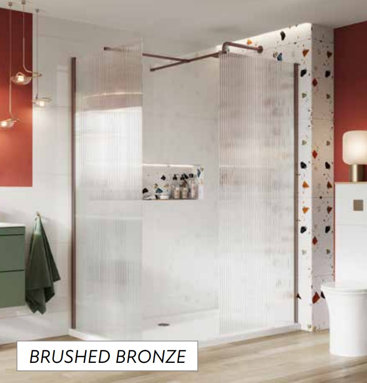 S8 Wetrooms Fluted Glass in Brushed Bronze - Price starts at £355.00