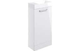 Volta 410mm Floor Standing 1 Door Basin Unit & Basin - White Gloss