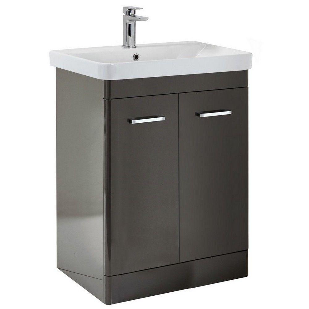 Rossini Floorstanding 800mm Vanity Unit & Basin in Gloss Wolf Grey