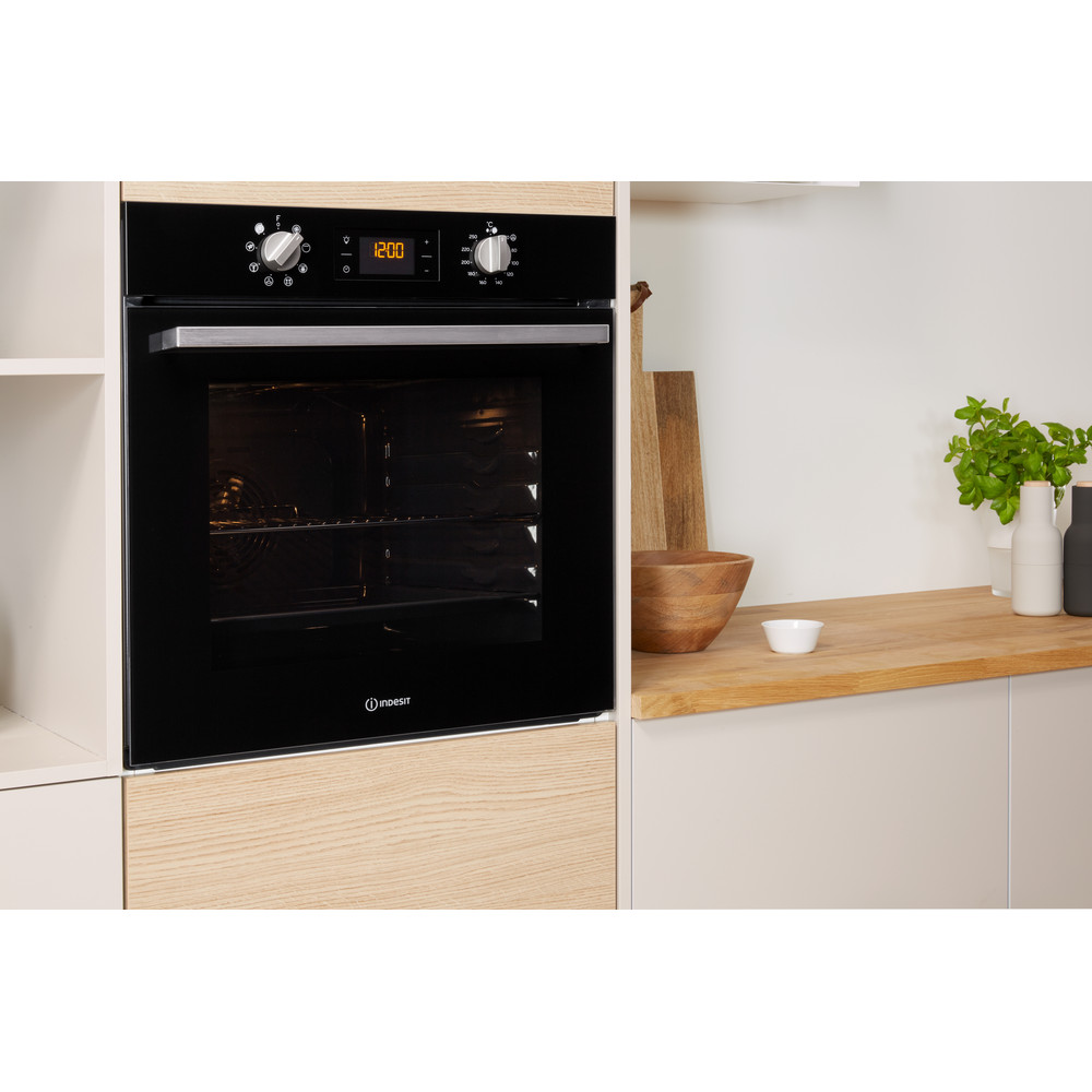 Indesit Aria Electric Fan Single Oven - Black - IFW6340BL