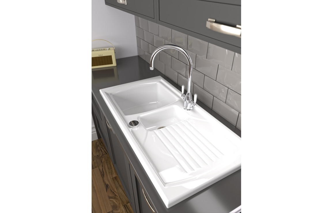 An Abode Milford 1.5 bowl inset sink in White
